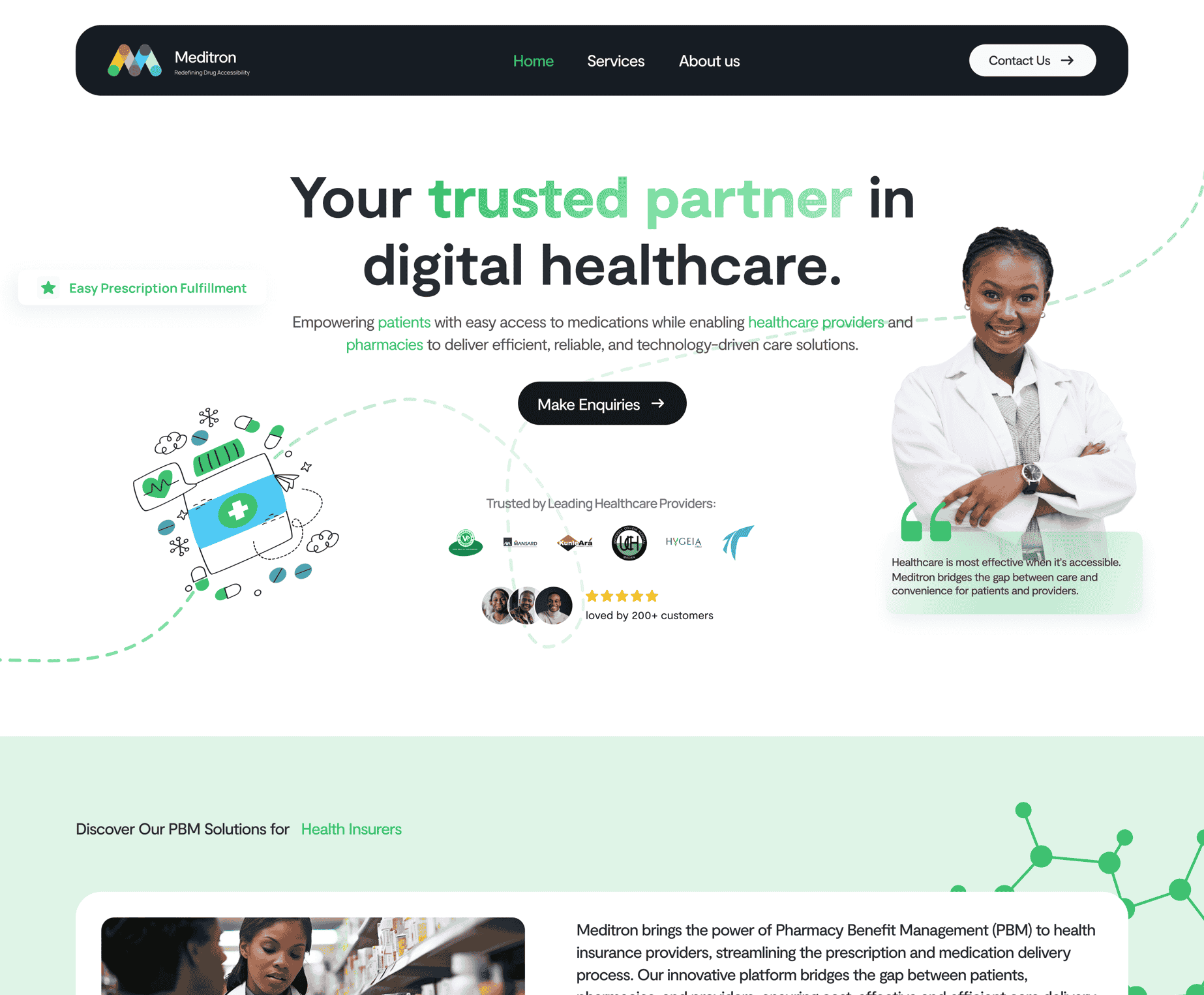 Screenshot of the Meditron web application
