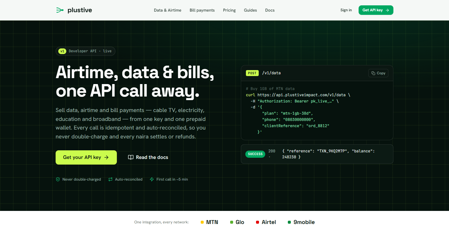Plustive B2B Developer VTU & Telco Aggregator API
