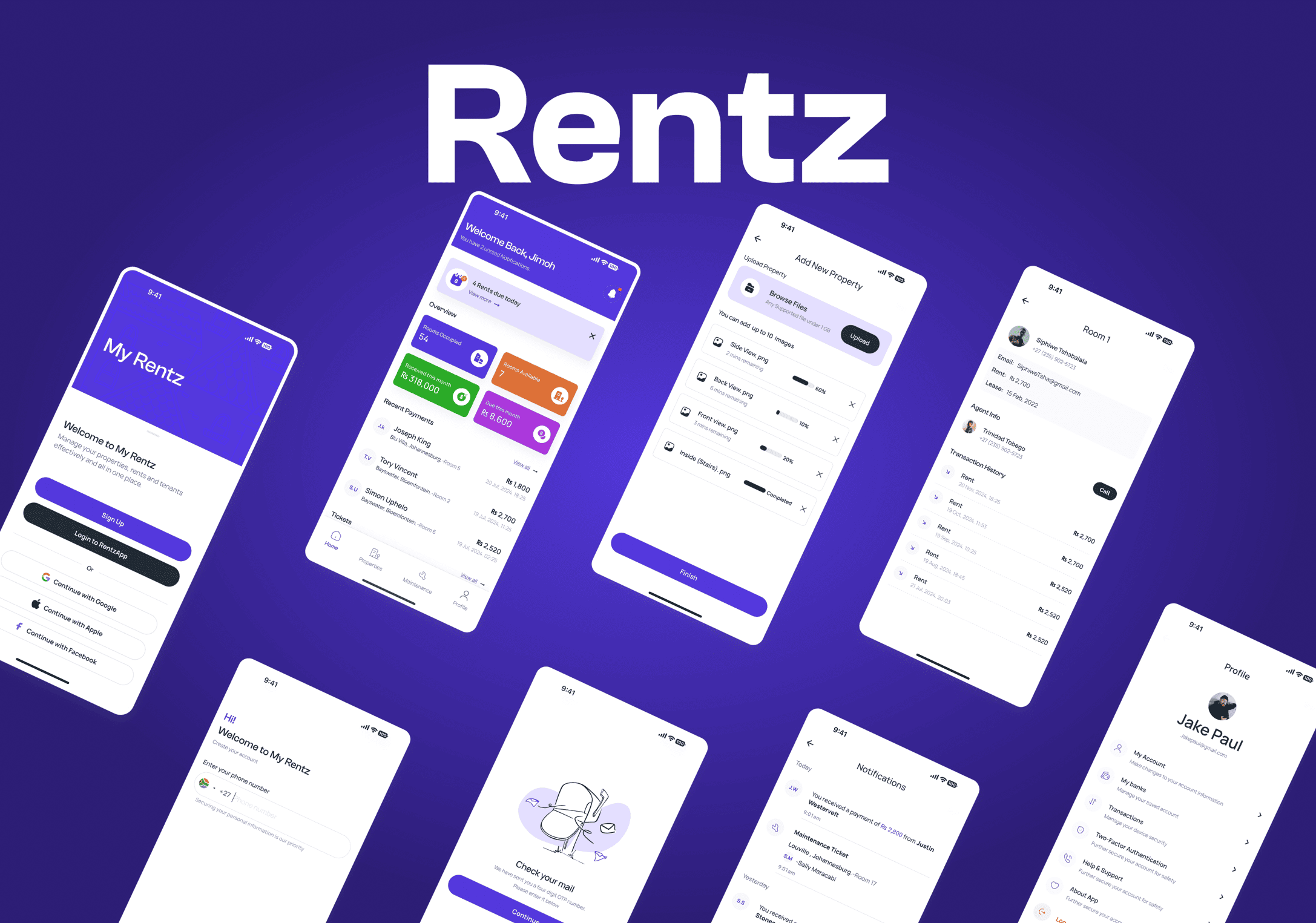 Screenshot of the Rentz web application