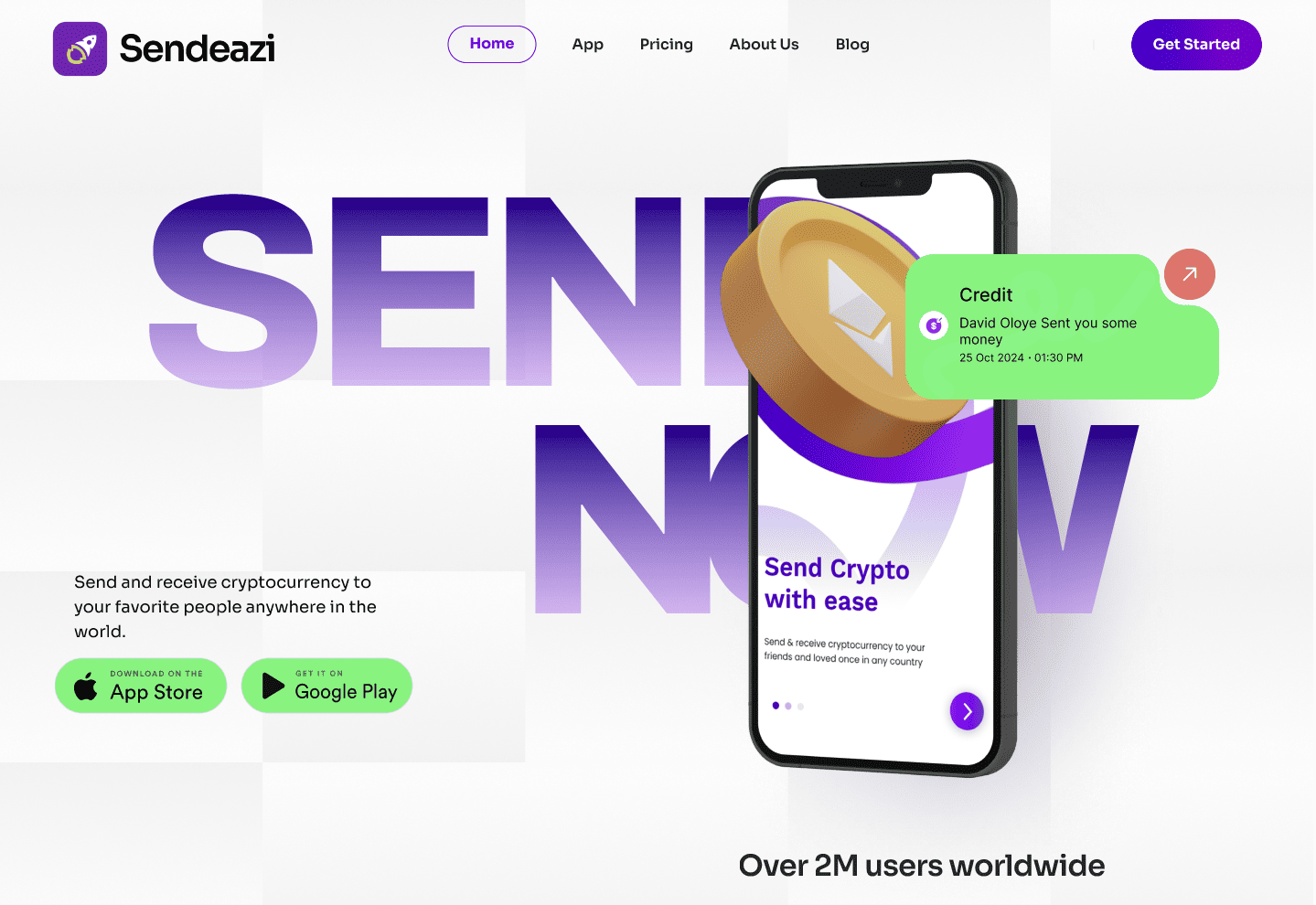 Screenshot of the Sendeazi mobile application