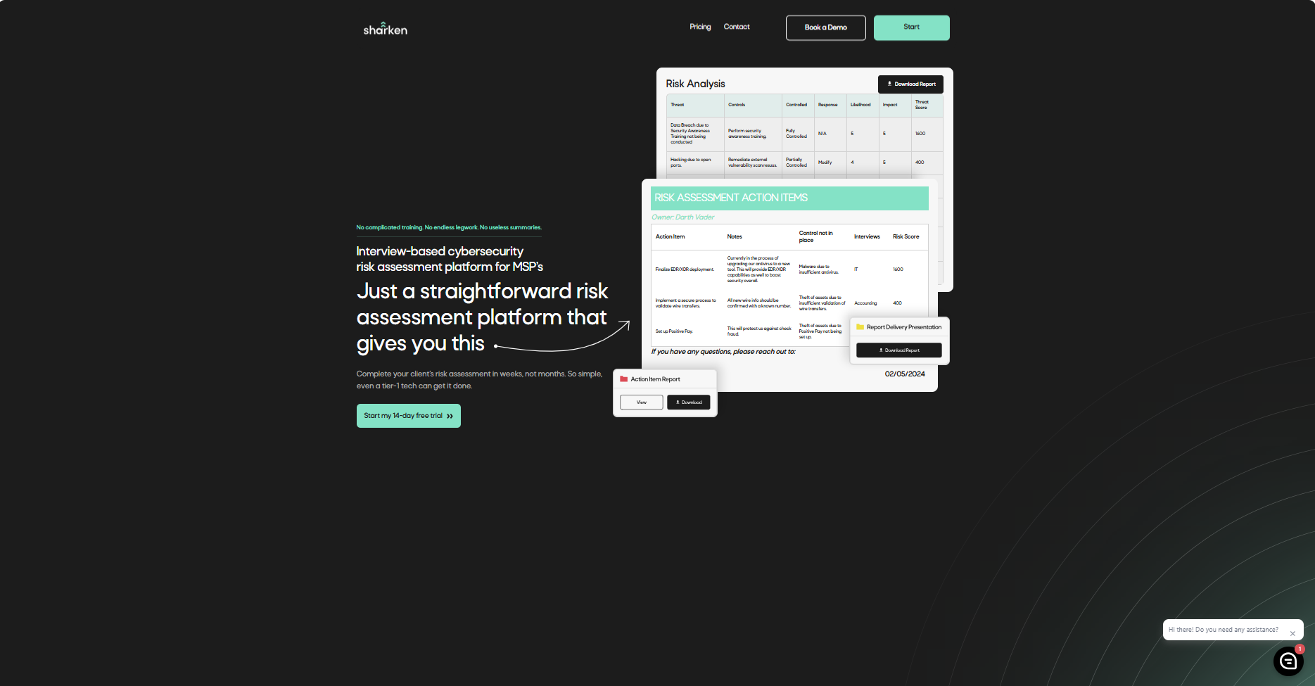 Screenshot of the Sharken cybersecurity application